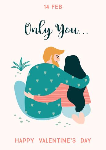 Romantic illustration with people vector