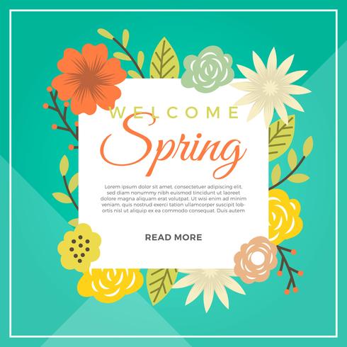 Flat Modern Colorful Spring Flower Vector Background