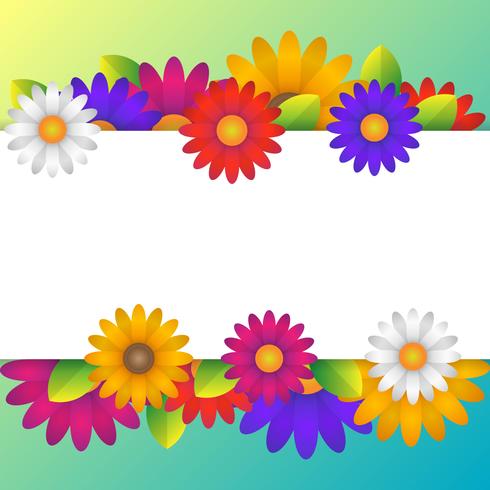 Colorful Spring Background With Beautiful Flowers Elements