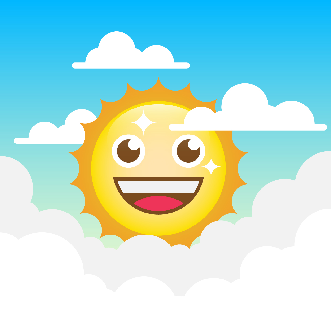 Sun Cartoon Clipart Illustration With Cloud Background 277971 Vector