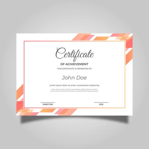 Flat Orange Modern Certificate Vector Template