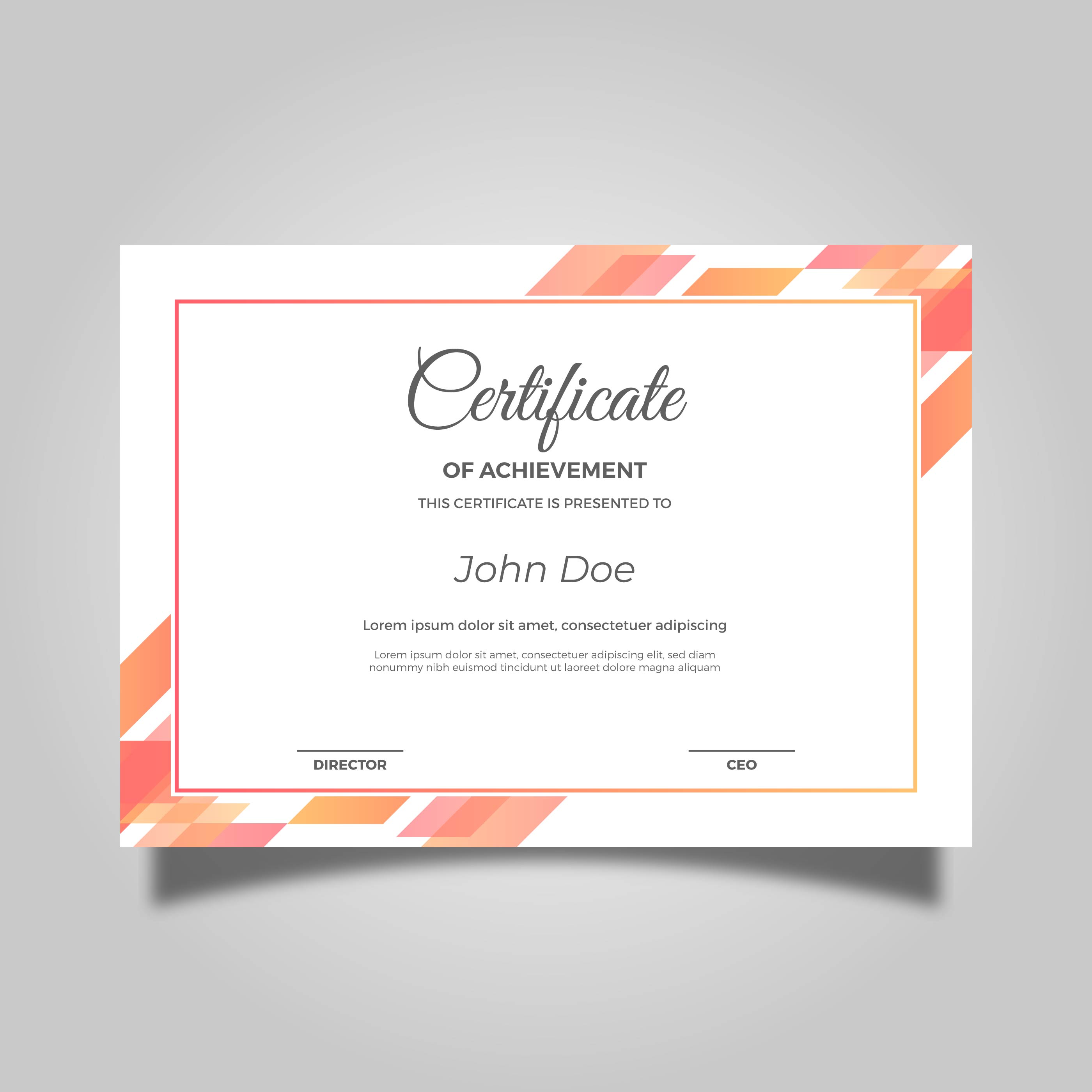 Download Flat Orange Modern Certificate Vector Template - Download Free Vectors, Clipart Graphics ...