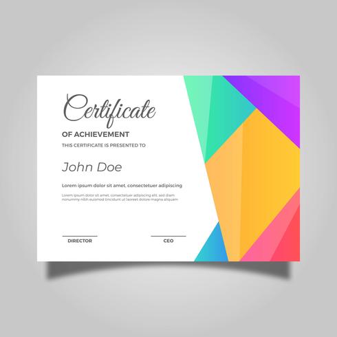 Certificado plano colorido plantilla de vector