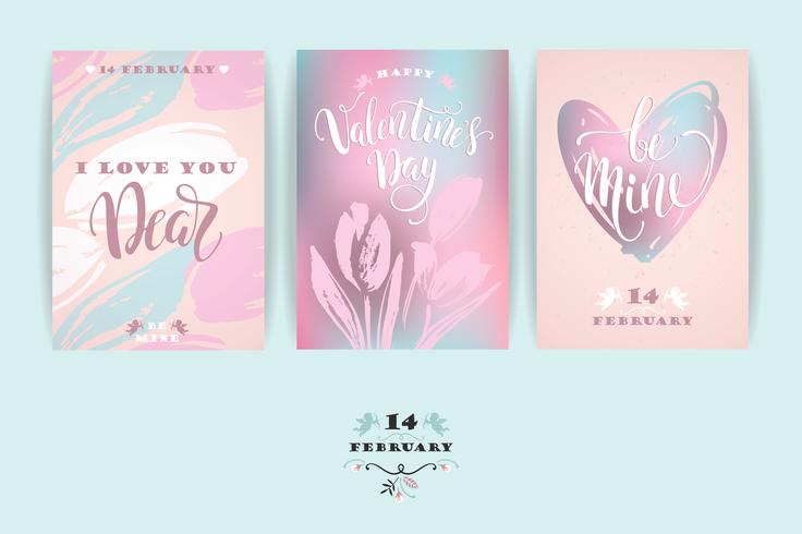 Set of Happy Valentines Day cards. vector