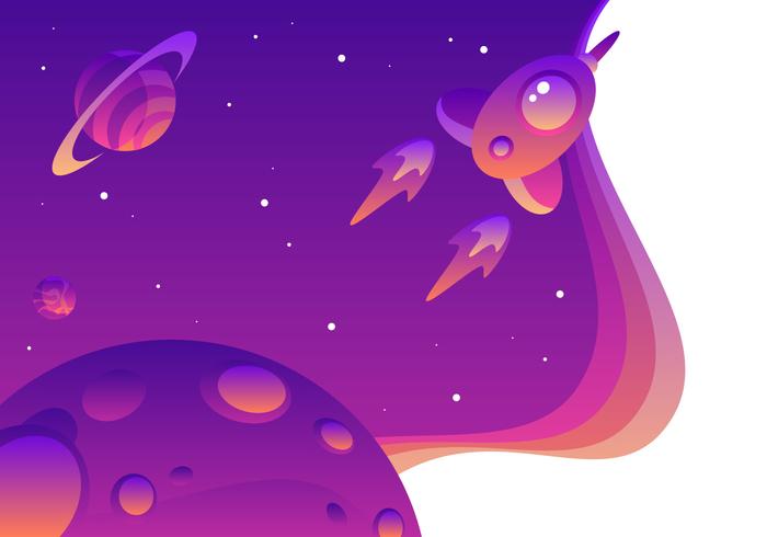 Galaxy Background Rocket Flying Vector