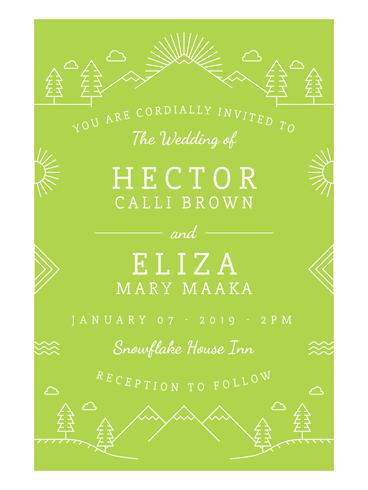 Tarjeta de invitación de boda única Vector