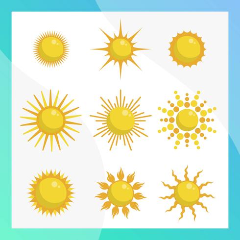 Colección de vector de imágenes prediseñadas de sol plana