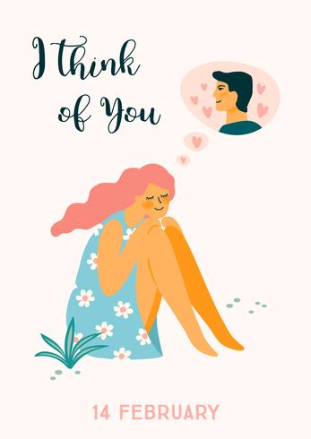 Ilustración romántica con personas vector