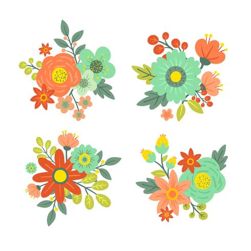 Set Of Vintage Flower Vector