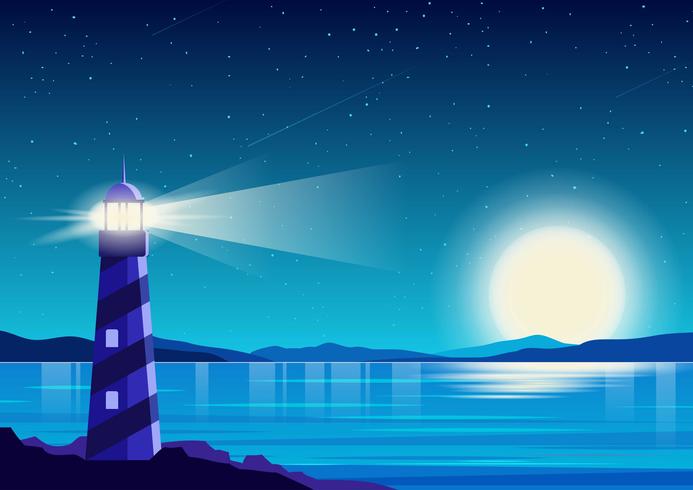 Night Ocean Background vector