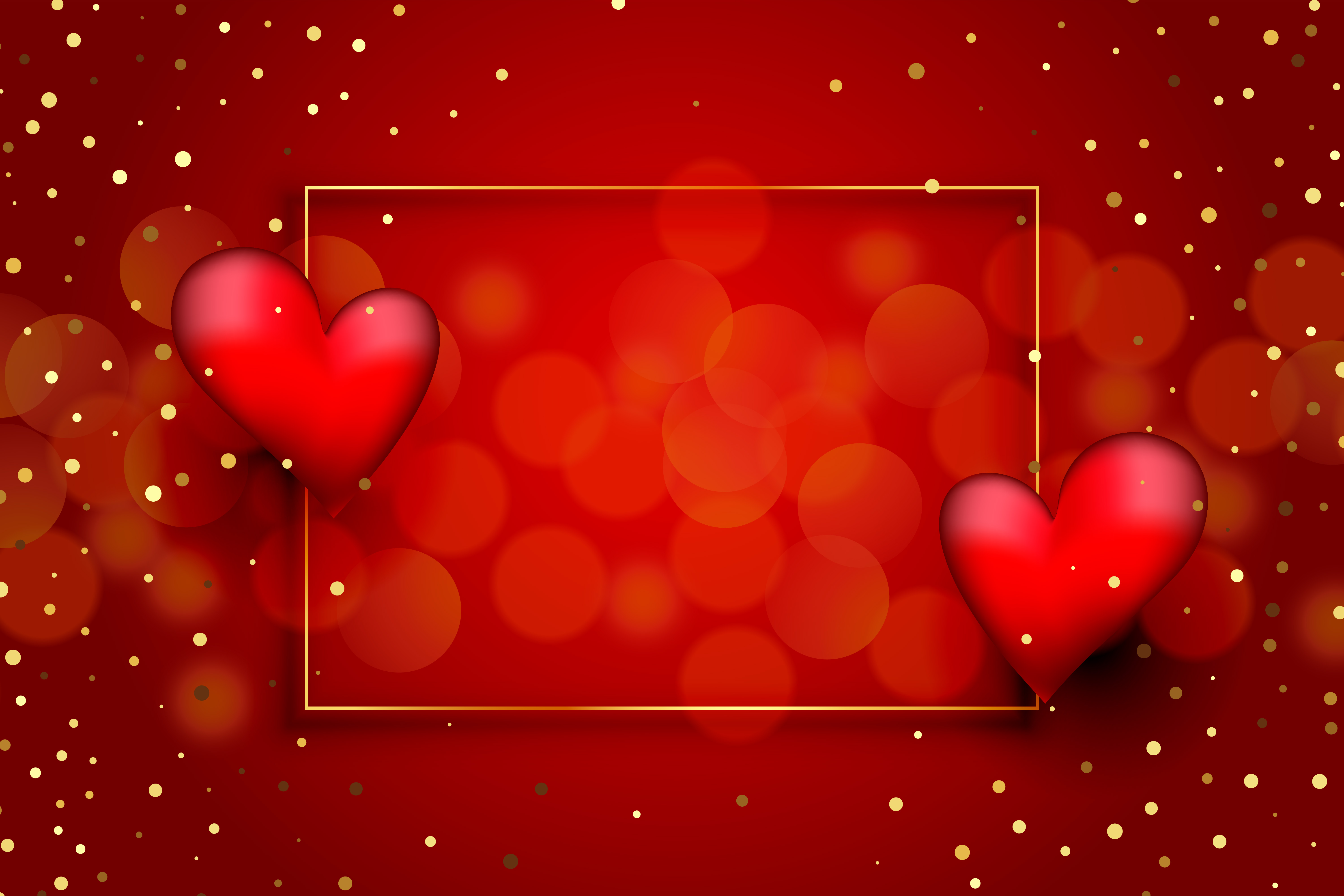 Beautiful Red Love Background With Hearts And Golden Glitter Download
