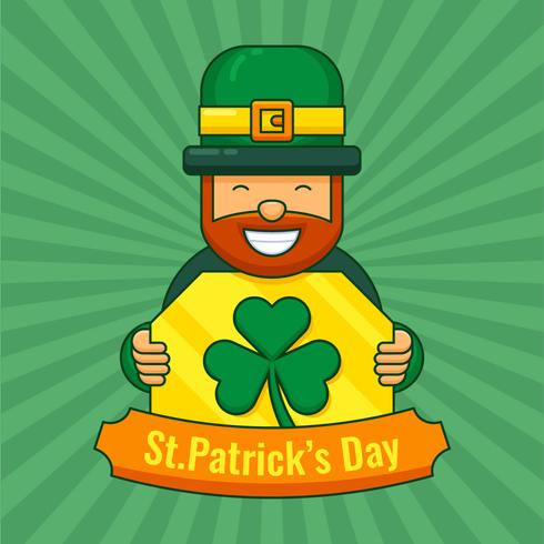 St. Patrick's Day Leprechaun and Clover vector