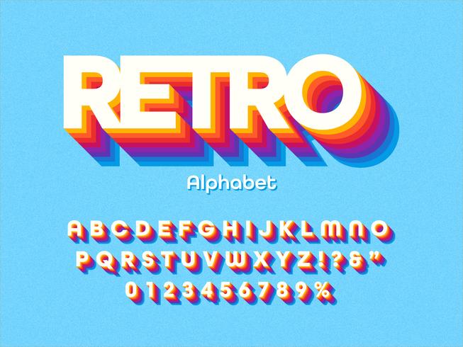 Bold Colorful Retro Alphabet vector