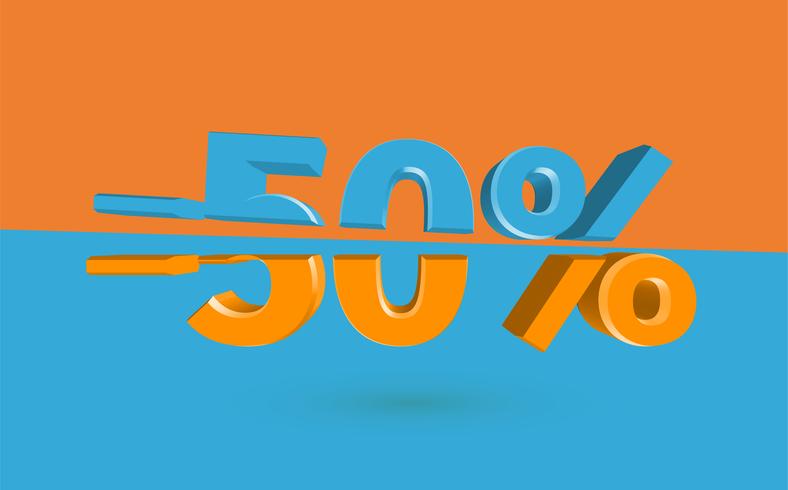 3D sale illustration with cut percentage, vector