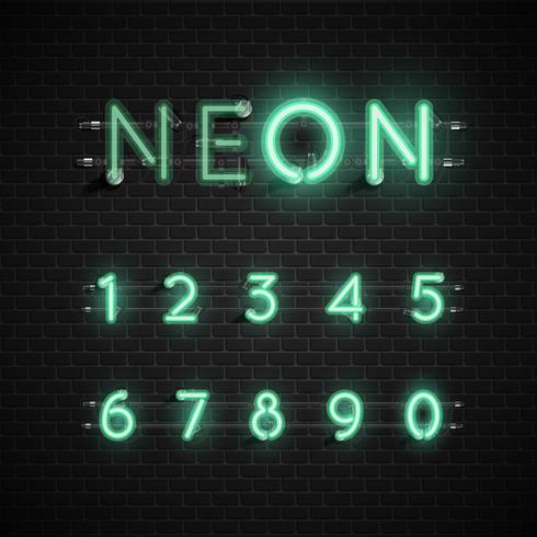 High detailed neon font set, vector illustration