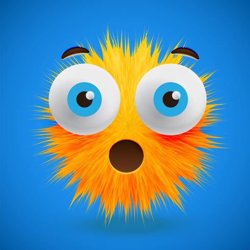 High-detailed 3D fur smiley emoticon, vector illustration