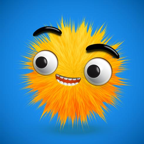 High-detailed 3D fur smiley emoticon, vector illustration