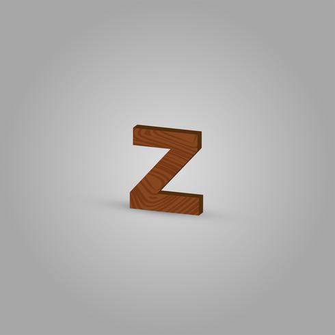 Realistic wood character from a typeset, vector illustration