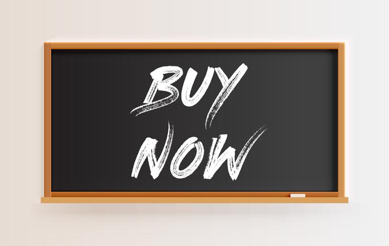 High detailed blackboard with 'BUY NOW' title, vector illustration