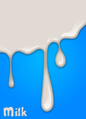 Gota de leche realista, salpicaduras, líquido aislado sobre fondo azul. ilustración vectorial vector