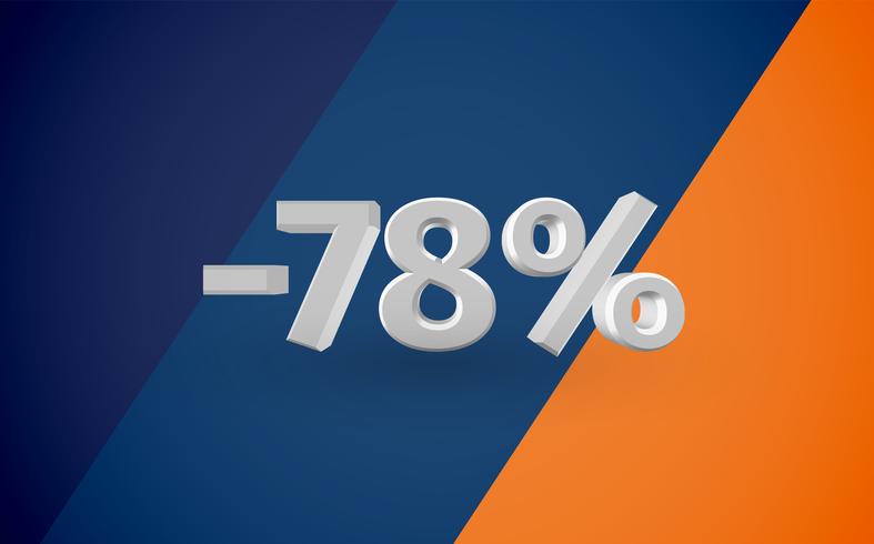 3D sale illustration with percentage, vector