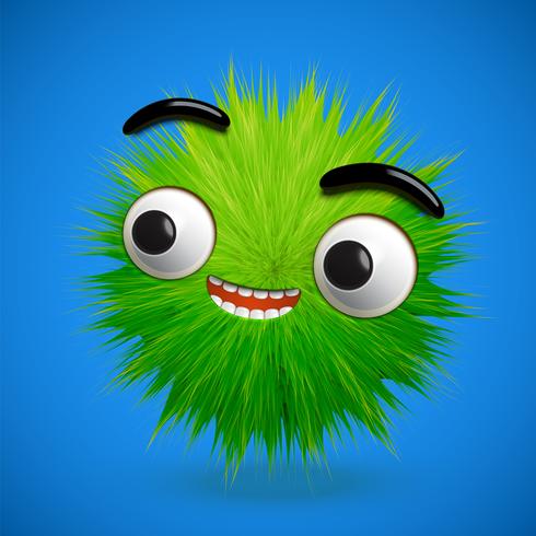 High-detailed 3D fur smiley emoticon, vector illustration
