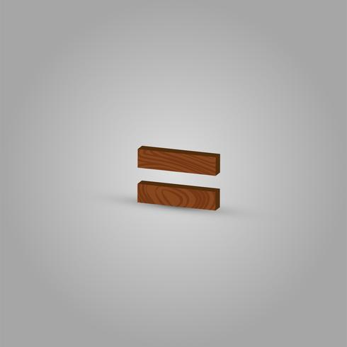 Realistic wood character from a typeset, vector illustration