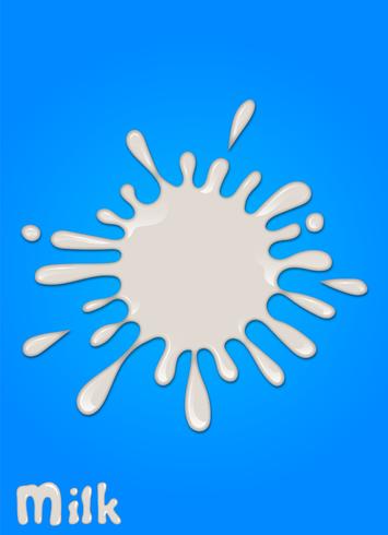 Realistic milk drop, splashes, liquid isolated on blue background. vector illustration