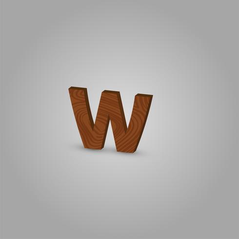 Realistic wood character from a typeset, vector illustration