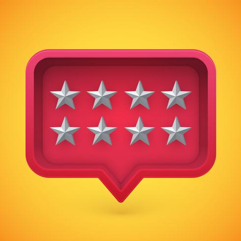 Grey rating stars in speech bubble, vector illustration