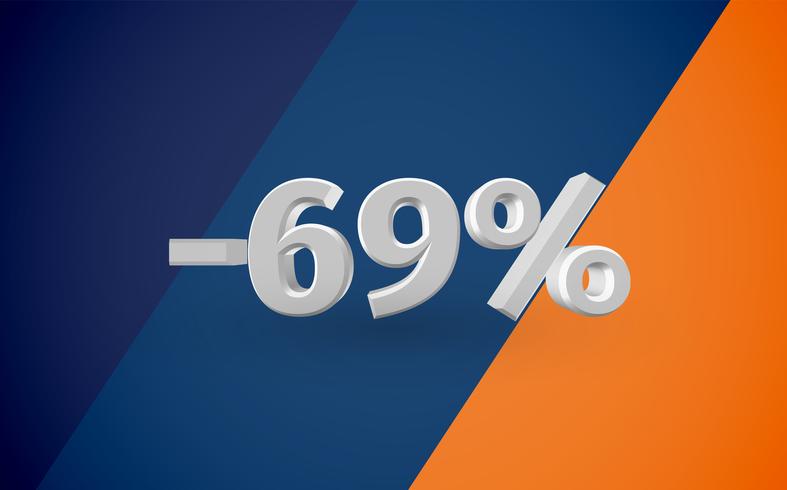 3D sale illustration with percentage, vector