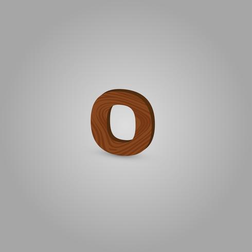 Realistic wood character from a typeset, vector illustration