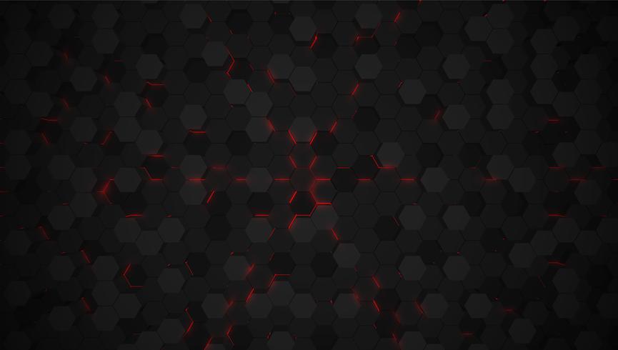 Fondo de tecnología hexagonal rojo 3D, ilustración vectorial vector