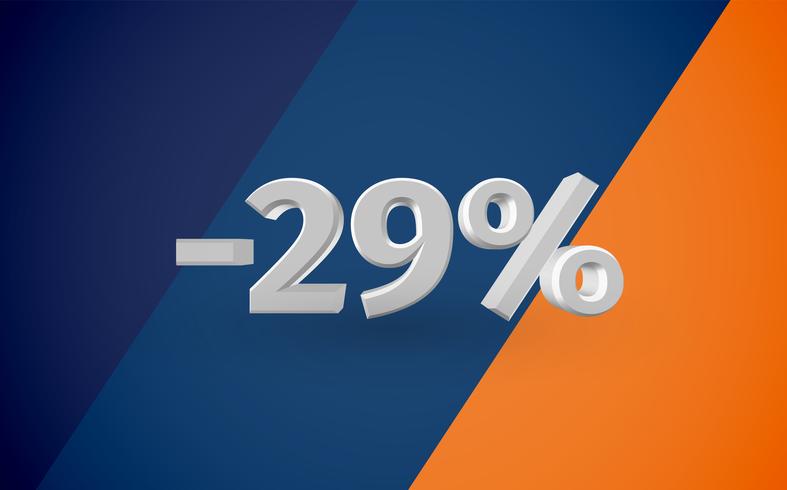 3D sale illustration with percentage, vector