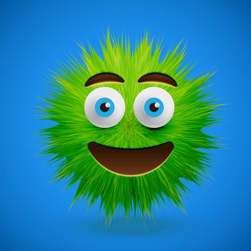 High-detailed 3D fur smiley emoticon, vector illustration