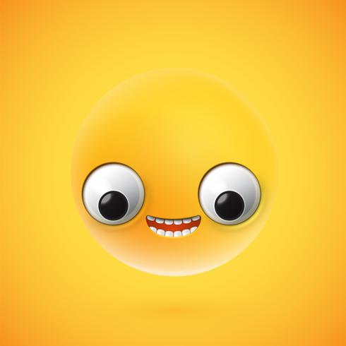 Highly detailed happy emoticon, vector illustration