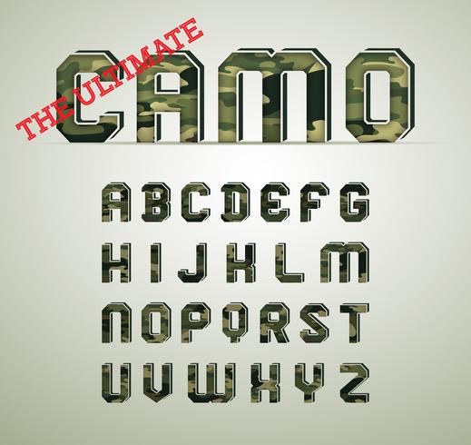 Camouflage Character, detailed vector fonts