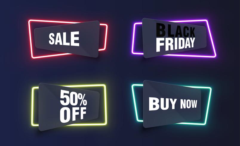 Colorful neon templates for websites, vector illustration