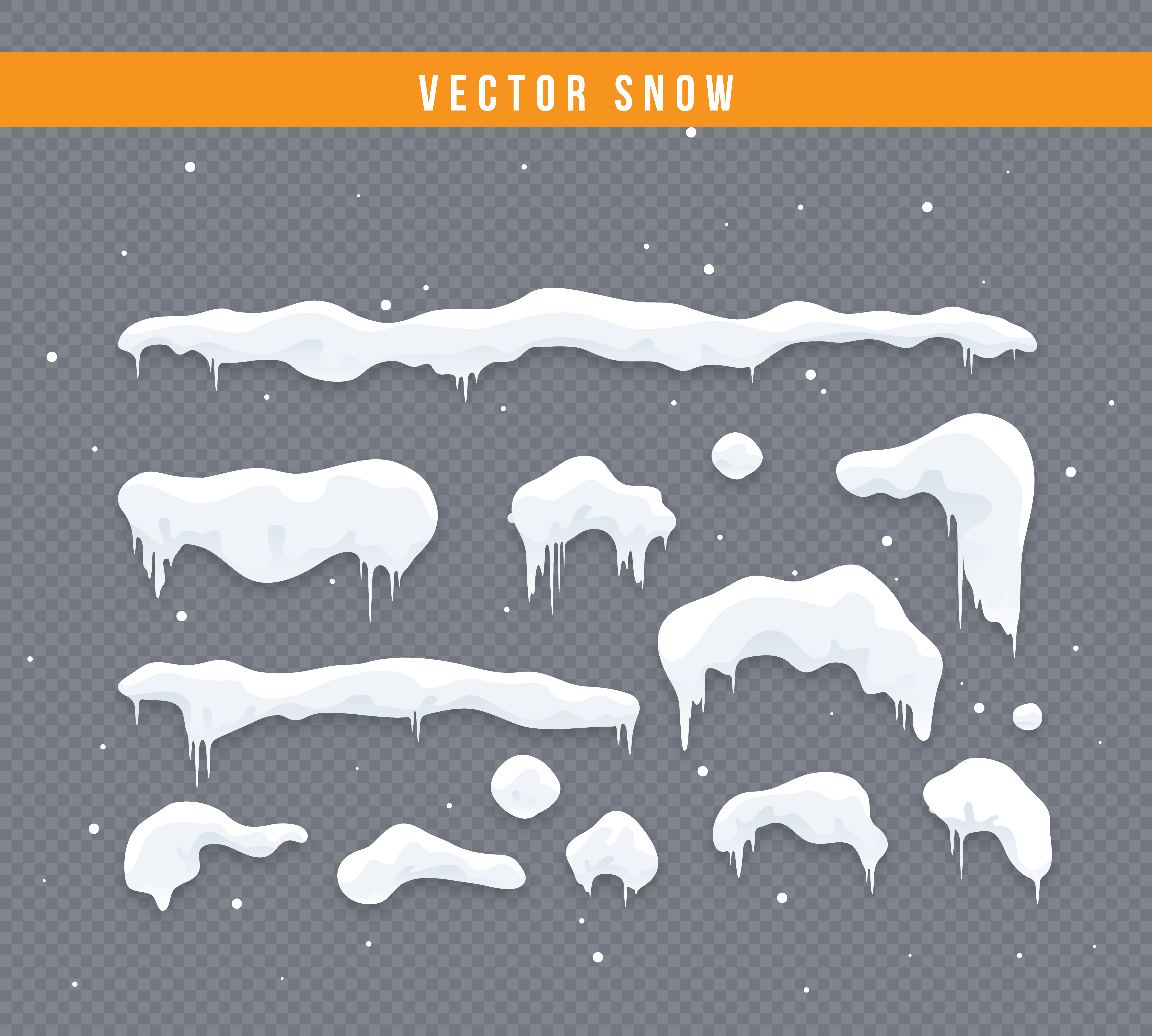 Download Snow caps, snowballs and snowdrifts set. Snow cap vector ...