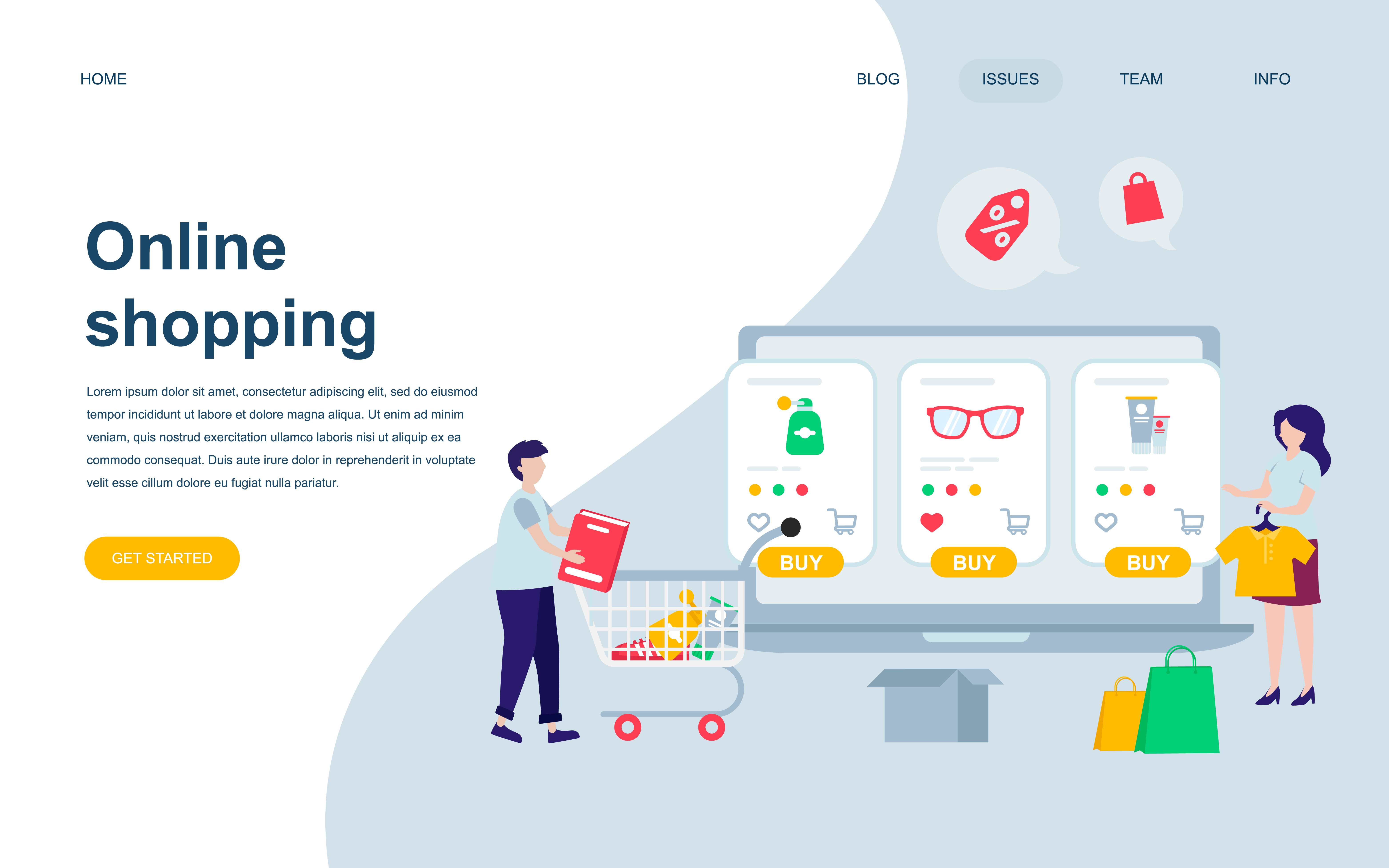 Download Modern flat web page design template of Online Shopping ...