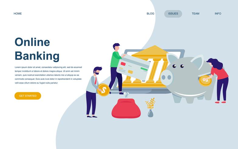 Modern flat web page design template of Online Banking vector