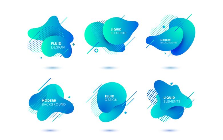 Gradient abstract banners with flowing liquid shapes vector