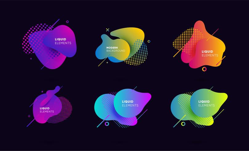 Gradient abstract banners with flowing liquid shapes vector