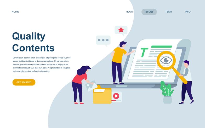 Modern flat web page design template of Quality Content vector