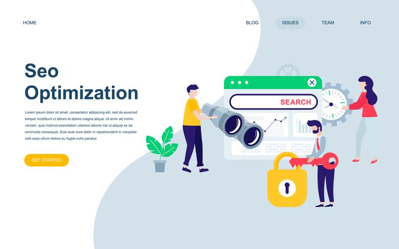 Plantilla de diseño de página web plana moderna de Seo Analysis vector