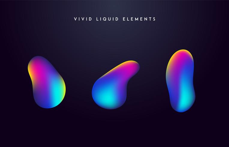 Gradient vivid shapes. Modern abstract colorful vector fluid collection.