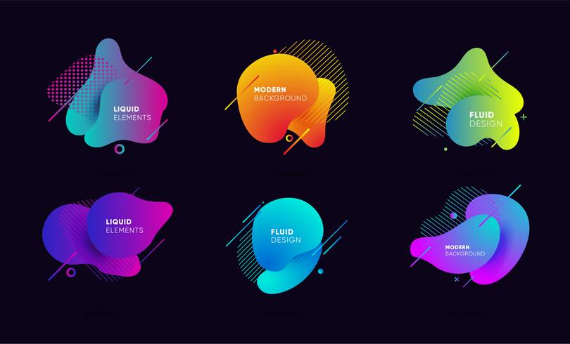 Gradient abstract banners with flowing liquid shapes vector