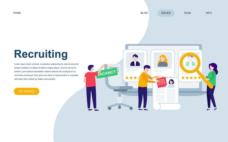 Modern flat web page design template of Recruiting vector