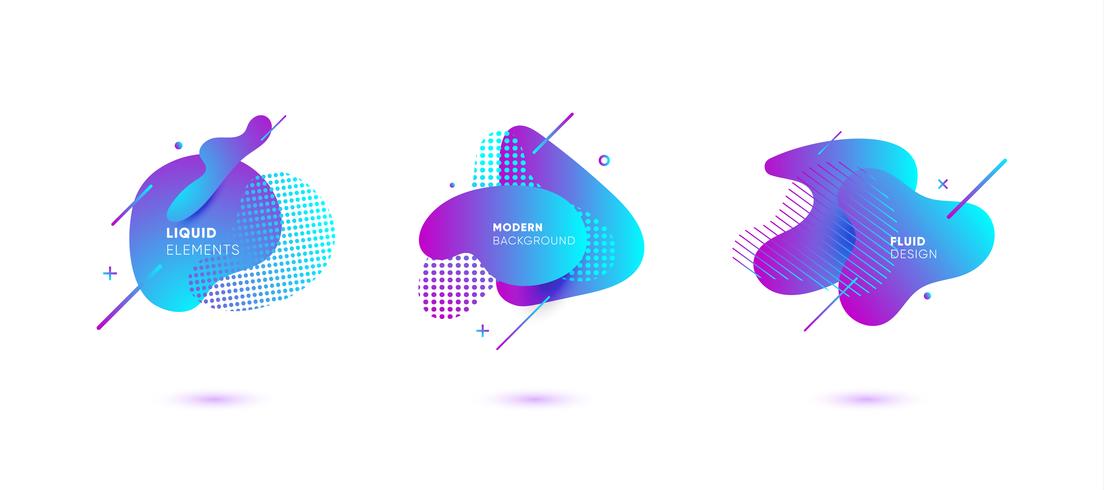 Gradient abstract banners with flowing liquid shapes vector