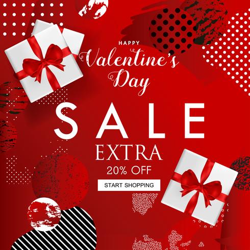 Valentines Day sale website banner vector